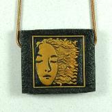 Jan Geisen handmade polymer clay jewelry - art deco woman pendant necklace N8025